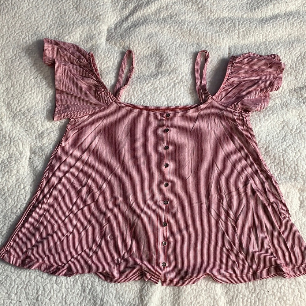 American Eagle, off the shoulder striped top